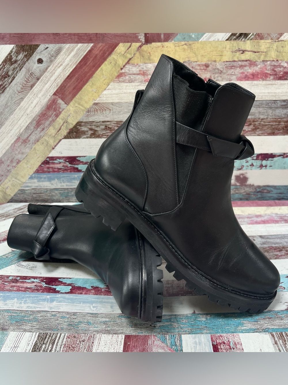 Alexandre Birman Clarita Bow Boots Booties Waterproof Nappa Leather Wore 1X SZ 8